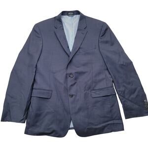 Tommy Hilfiger 100% Worsted Wool Navy Sport Jacket Blazer 42R Dual Vent 2 Button